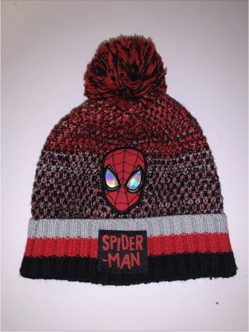 Marvel Spider-Man Spidey Knit Boy Beanie Hat with Pom Size Small